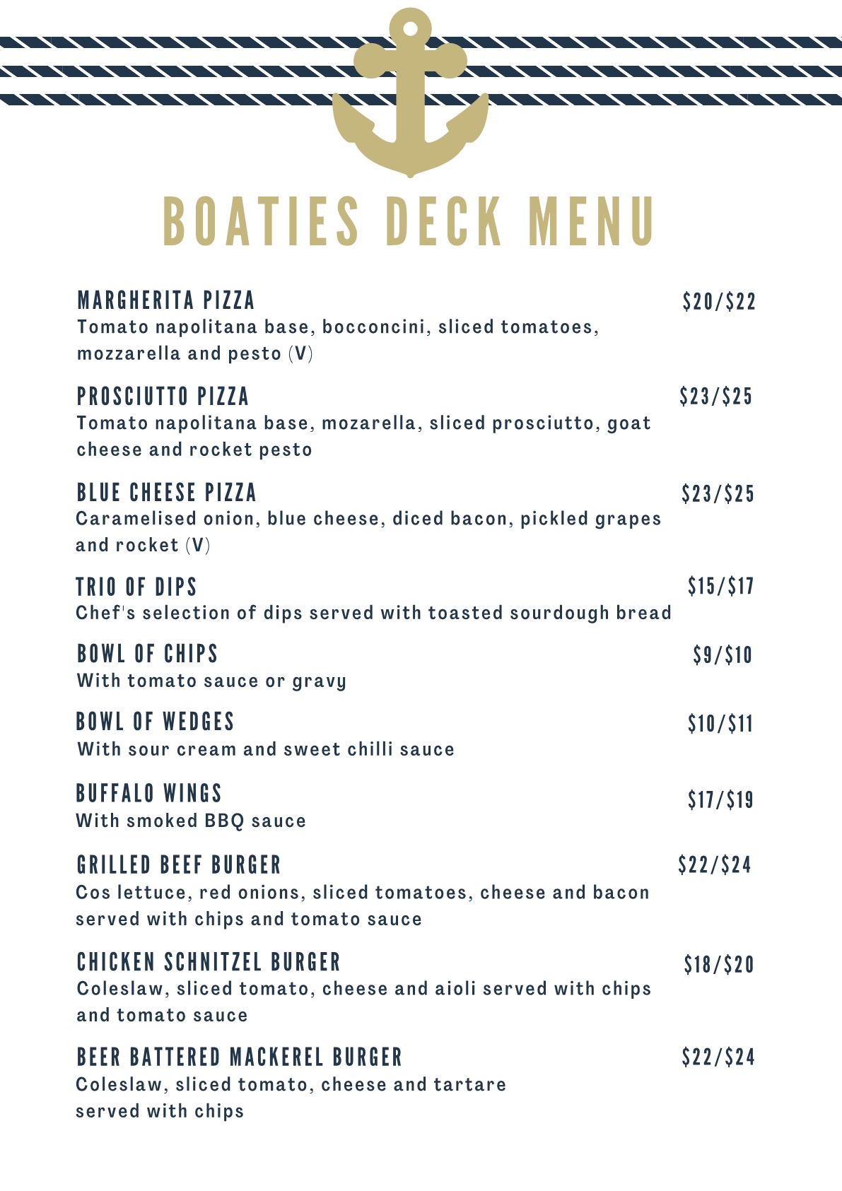 yorkeys knob yacht club menu